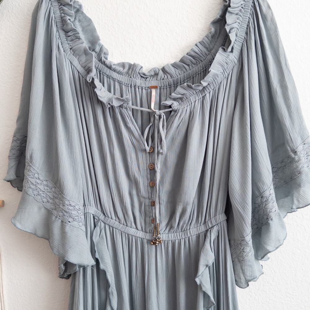 Free People Slate Blue Off-Shoulder Maxi Dress - Picture 4 of 12